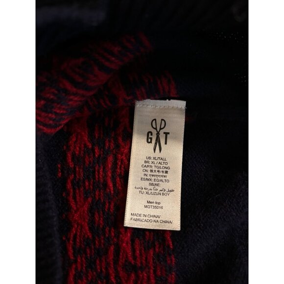 Goodthreads Mens XL Lambswool Sweater Red & Navy Fair Isle Pattern - Picture 8 of 9